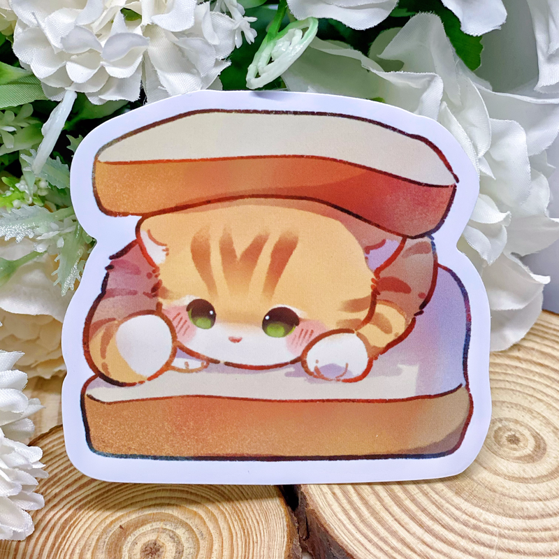 Sandwich Kitty | Waterproof Die-Cut PVC Sticker