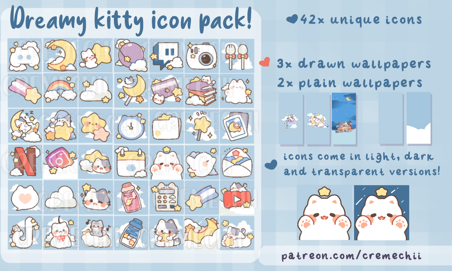 Dreamy Kitty App Icon Set | January 2022