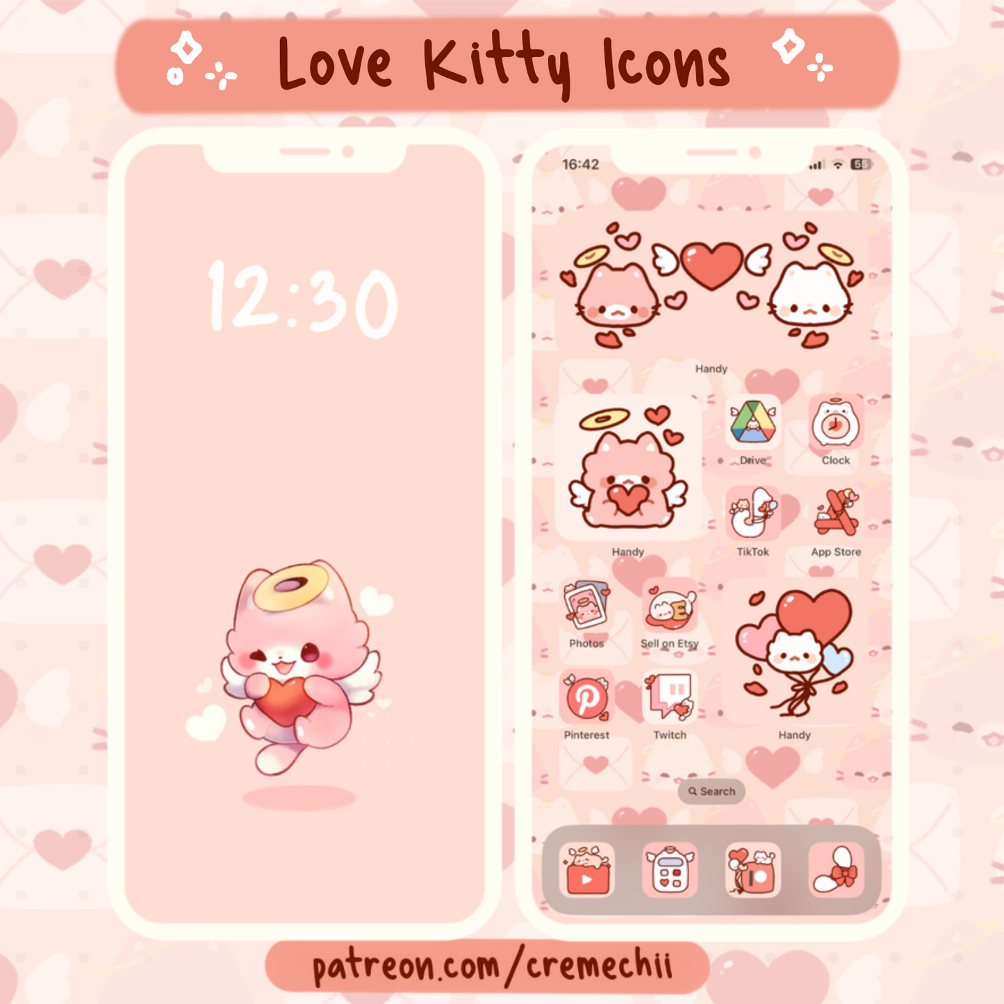 Cupid Kitty App Icon Set | February 2023