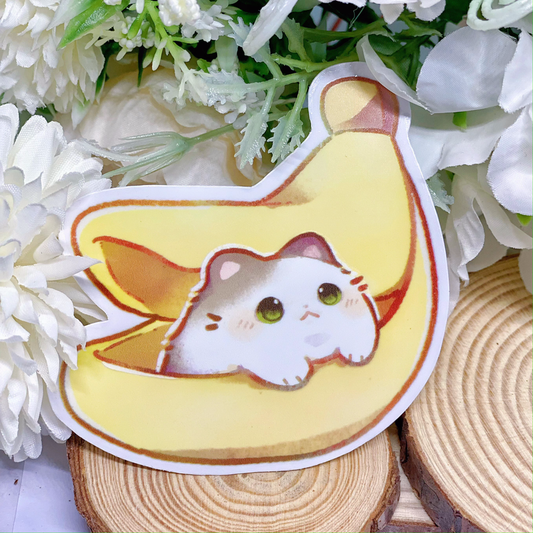 Banana Kitty | Waterproof Die-Cut PVC Sticker