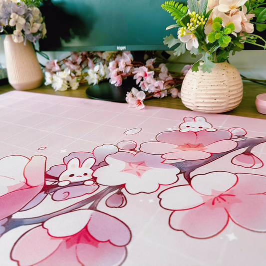Sakura Bunnies | Large Deskmat Mouse Pad
