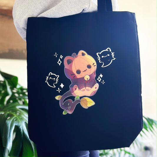 Pepper The Pumpkin Kitty | Canvas Tote Bag
