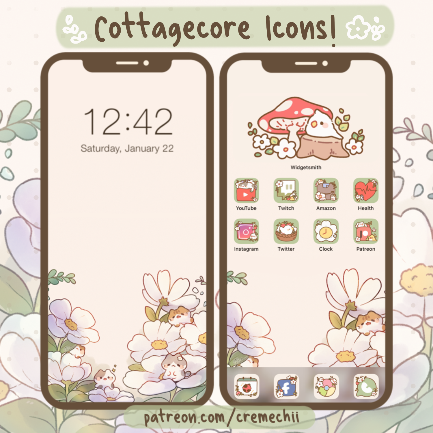 Cute Cottage core App Icon Set – Cremechii