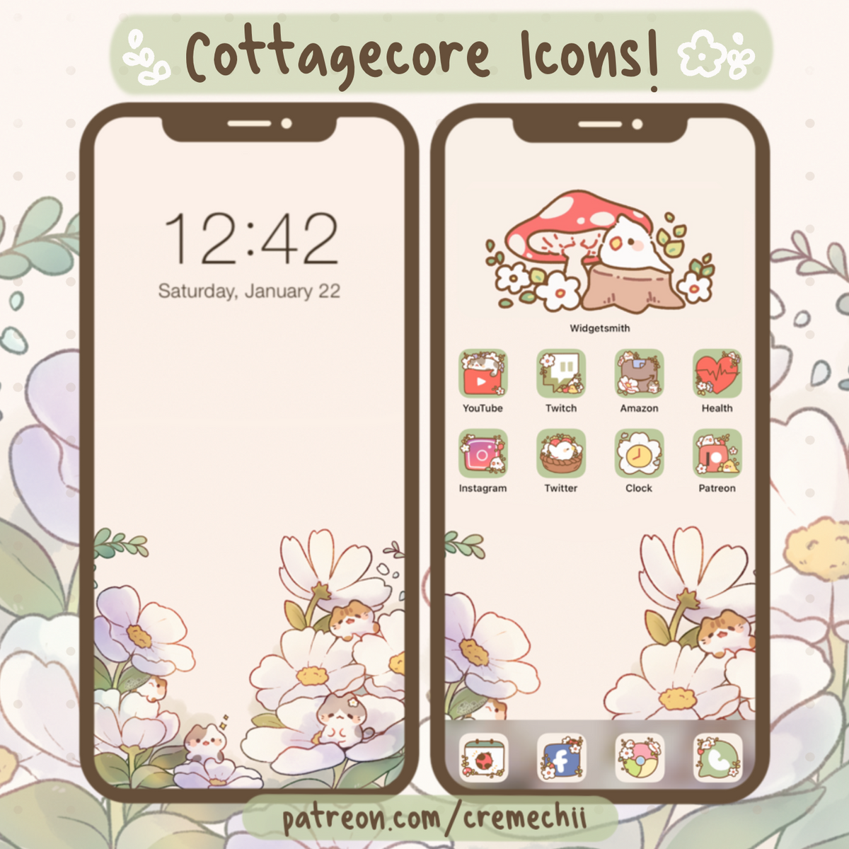 Cute Cottage core App Icon Set – Cremechii
