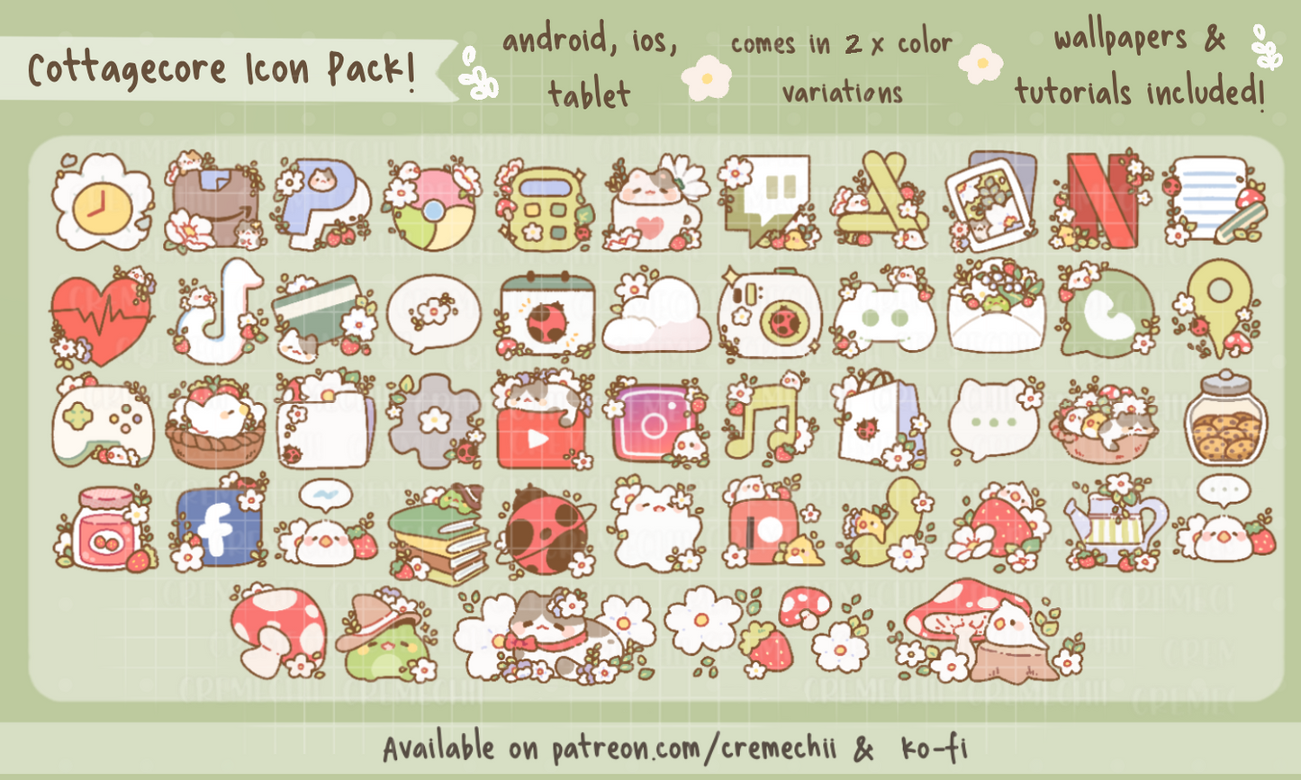 Cottagecore Folder Icon Cute Cottage core App Icon Set β Cremechii